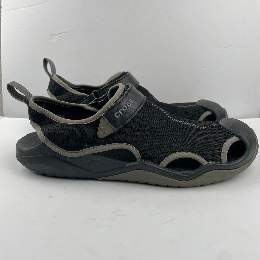 Crocs Swiftwater Mesh Sandals Black Water Shoes Slip On Outdoor - Mens Size 12